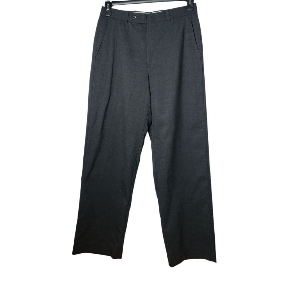 Design Men Dress Pants Flat-Front Slim Fit  Waist Wool-Blend Gray Size 30